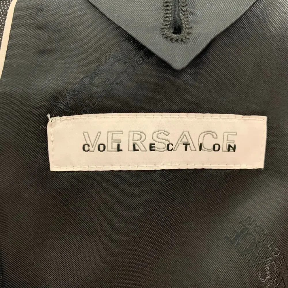 VERSACE COLLECTION Size 40 Charcoal Black Woven Wool Sport Coat